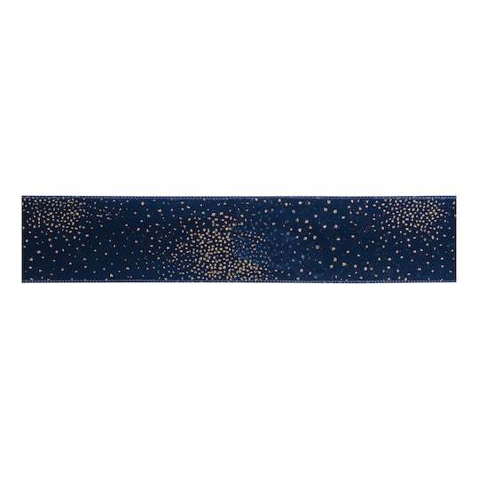 Melrose 2.5" x 10yd. Blue Speckled Wired Polyester Ribbon